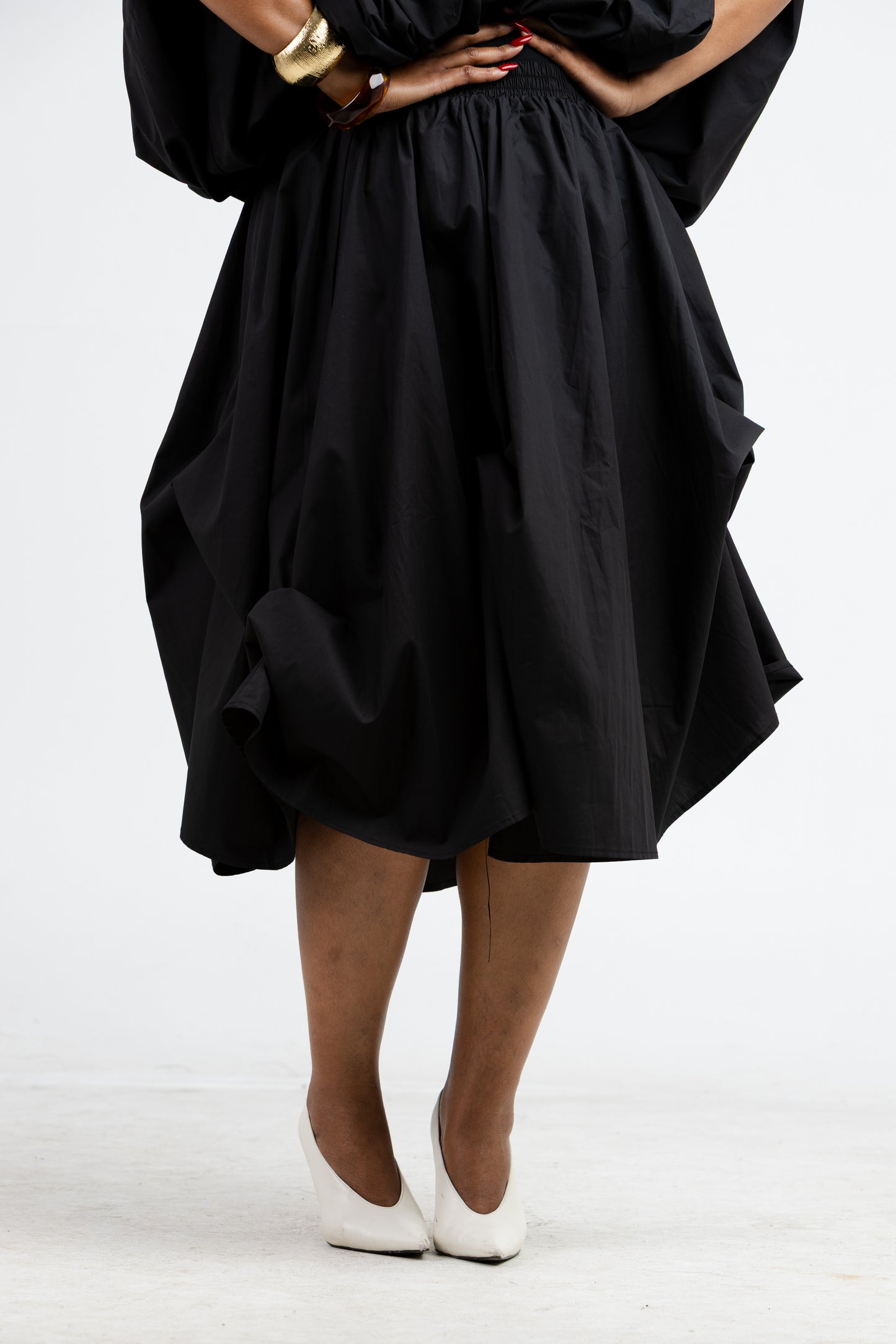 Black Puff Hem Skirt
