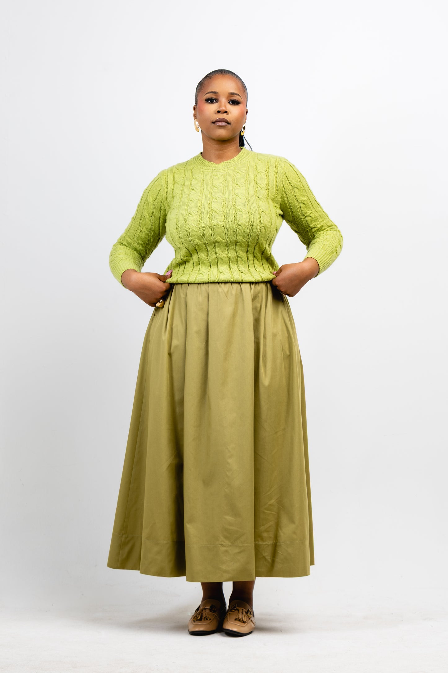 Green Cable Knit