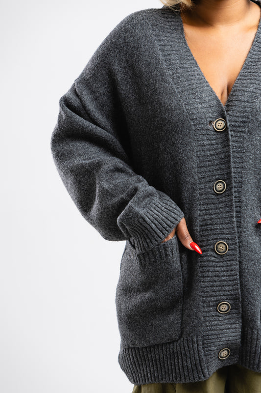 Grey medium length cardigan