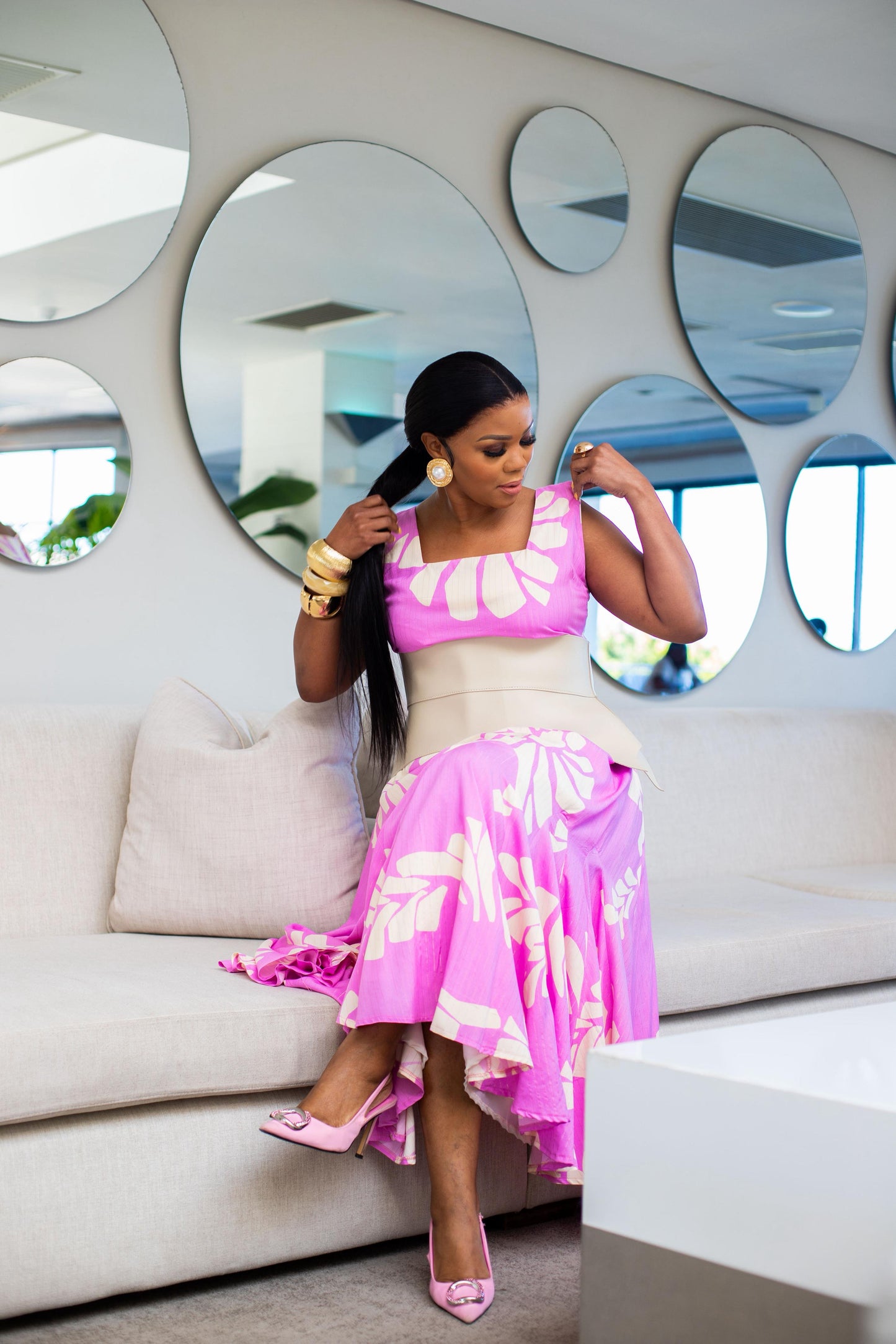 Pink Crinkle Swirl Dress ( Available on Pre-Order )