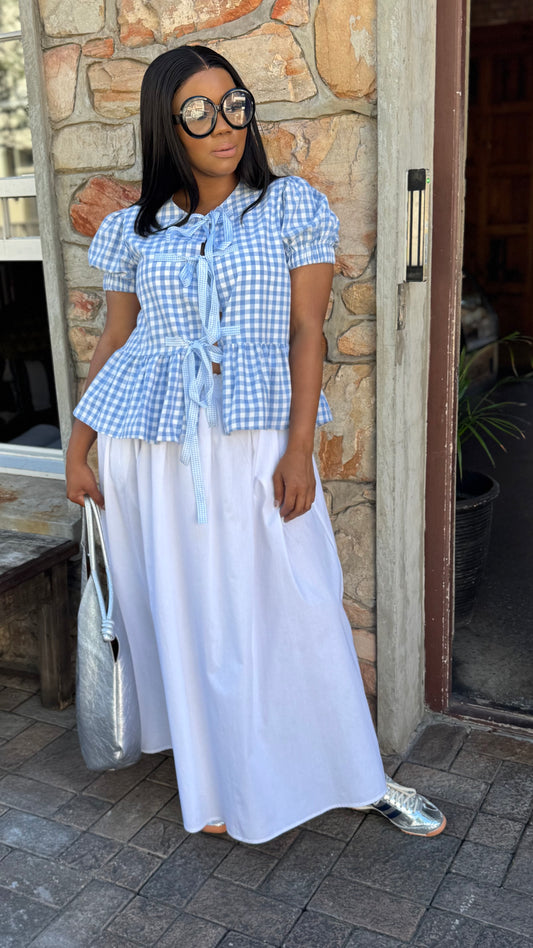 Gingham Peplum Blouse