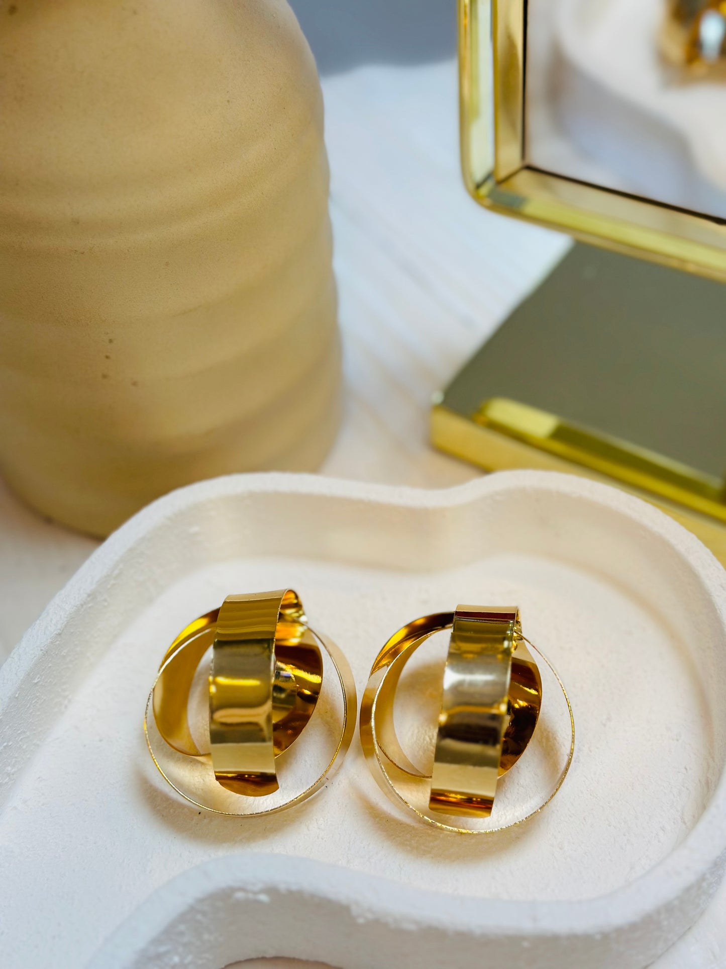 Mini Gold Textured Earrings (7691702599846)