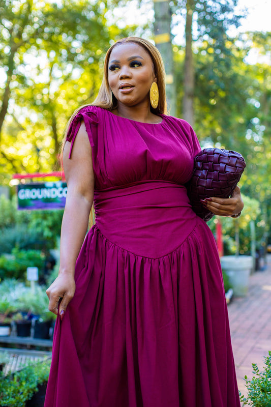 Burgundy Balloon Dress