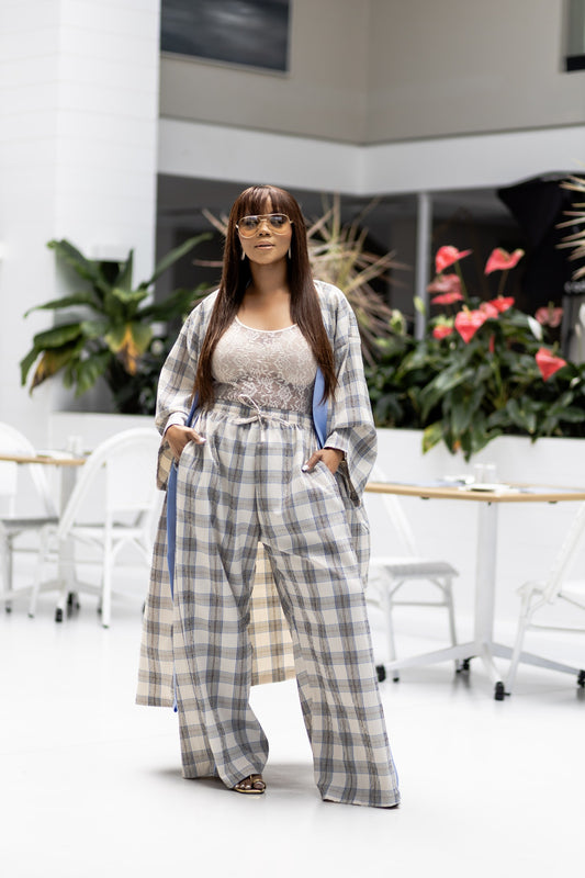 Soft Check Wide-Leg Set