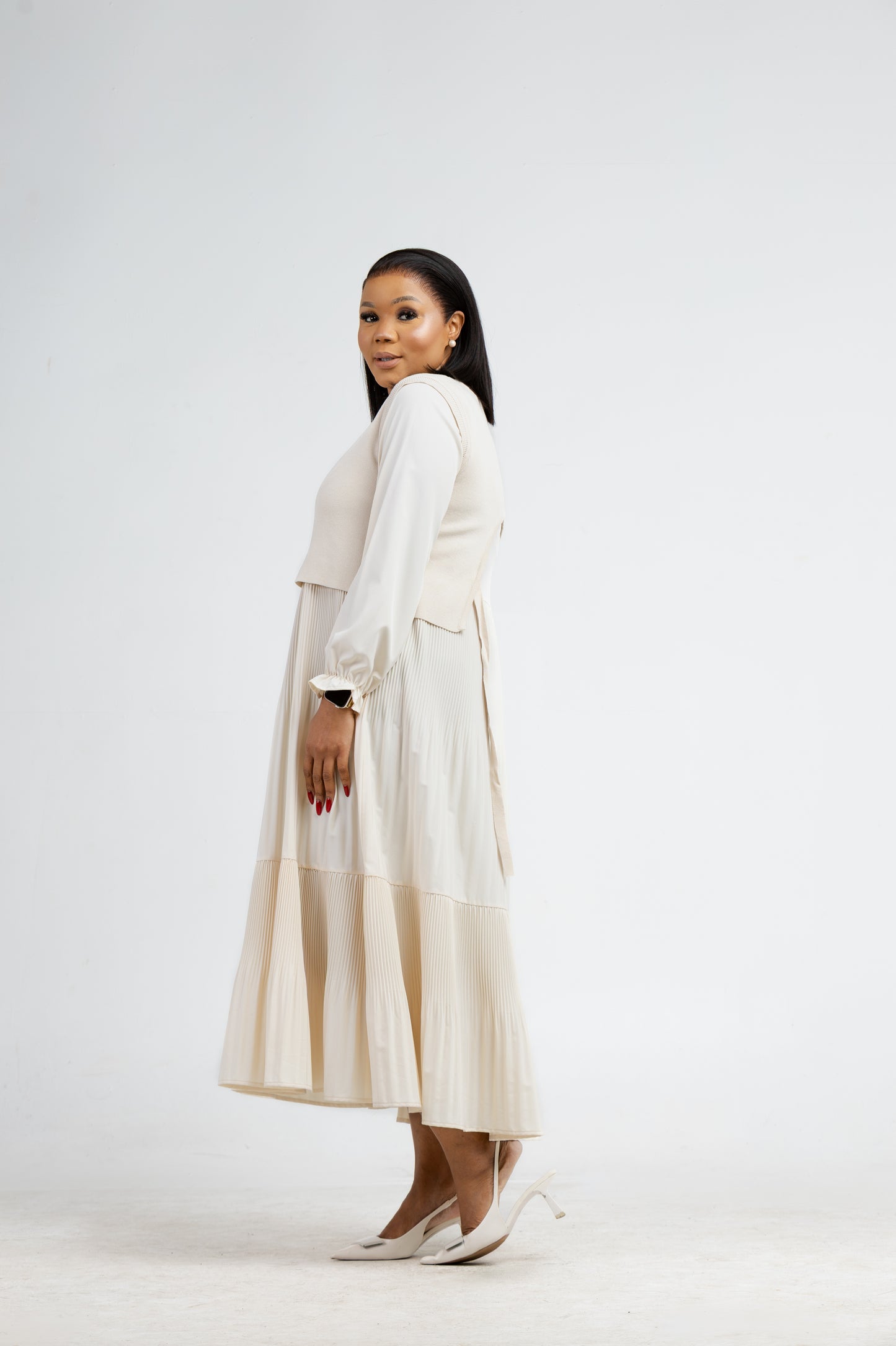 Grace Pleat Dress- Milk