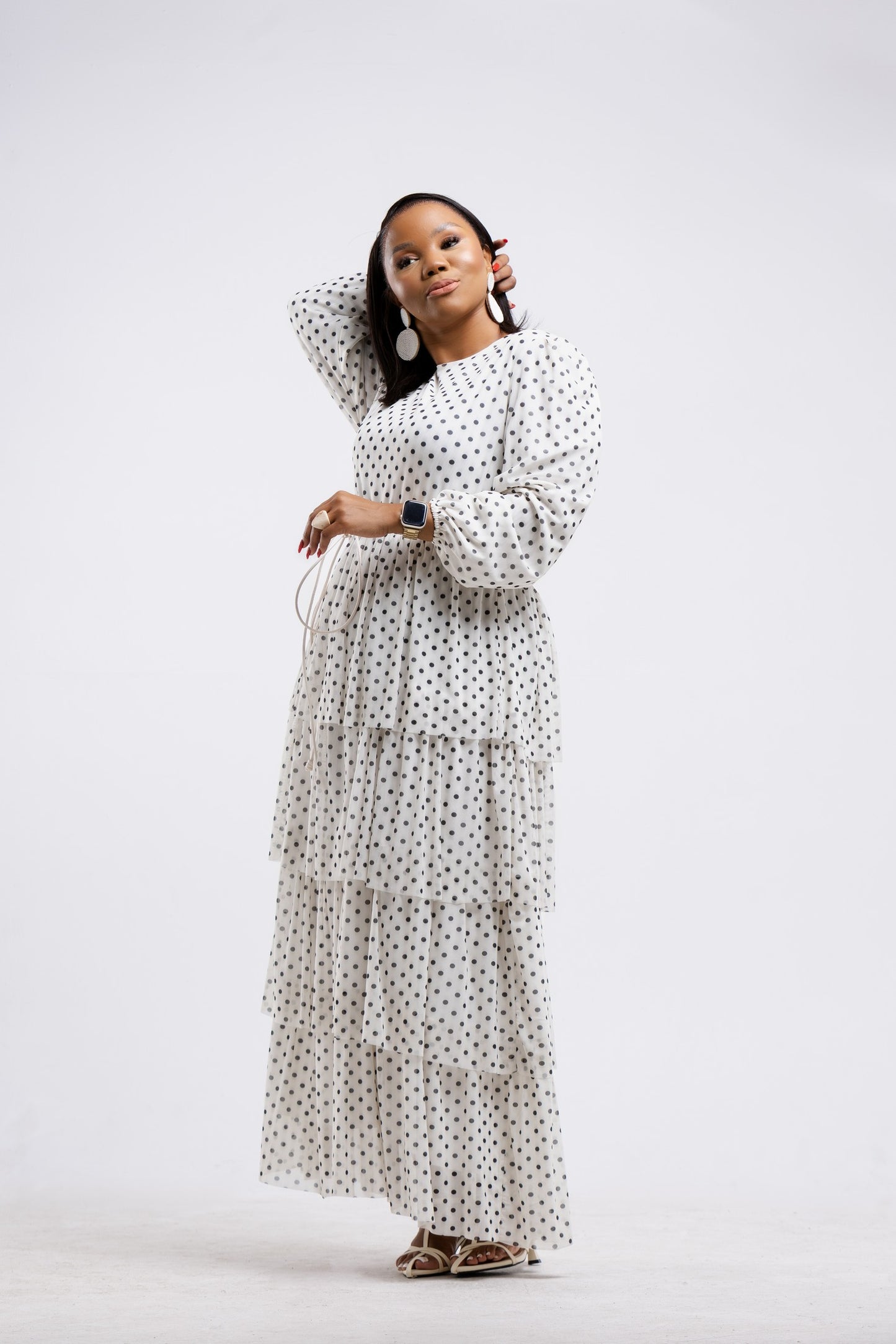 Polka Layered Ruffle Dress