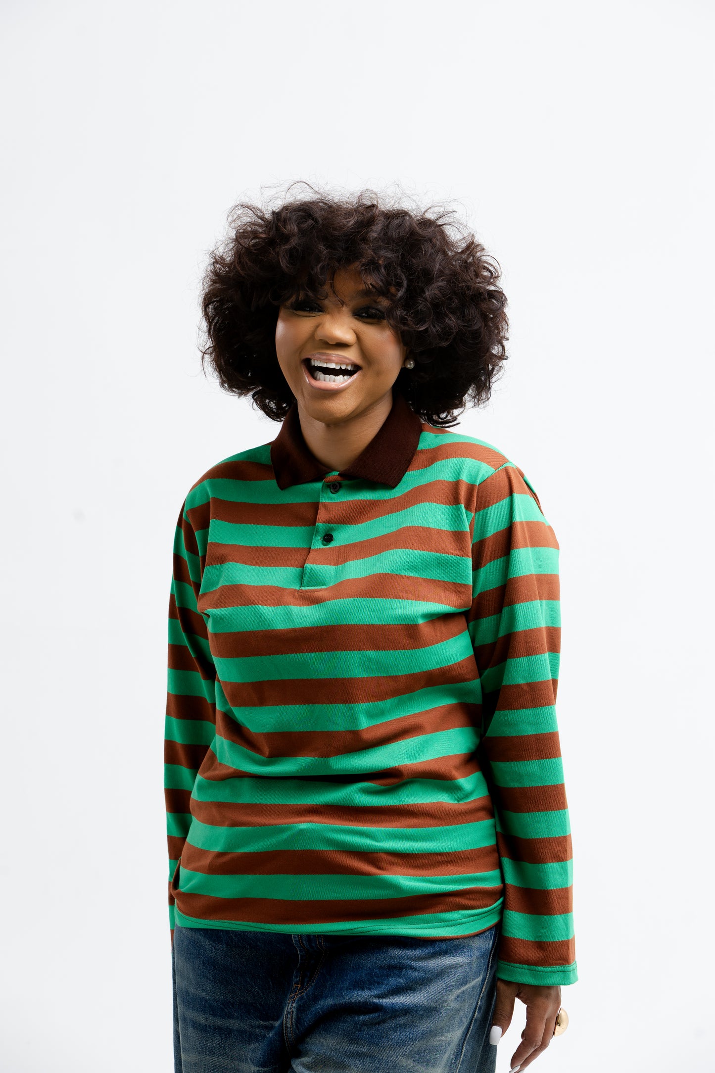 Striped Rugby Jumper – Green & Brown