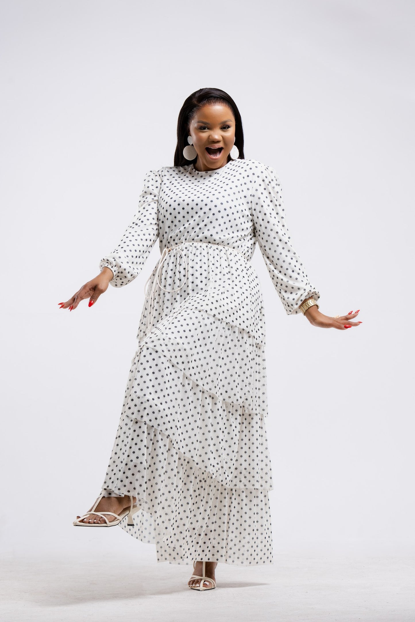 Polka Layered Ruffle Dress