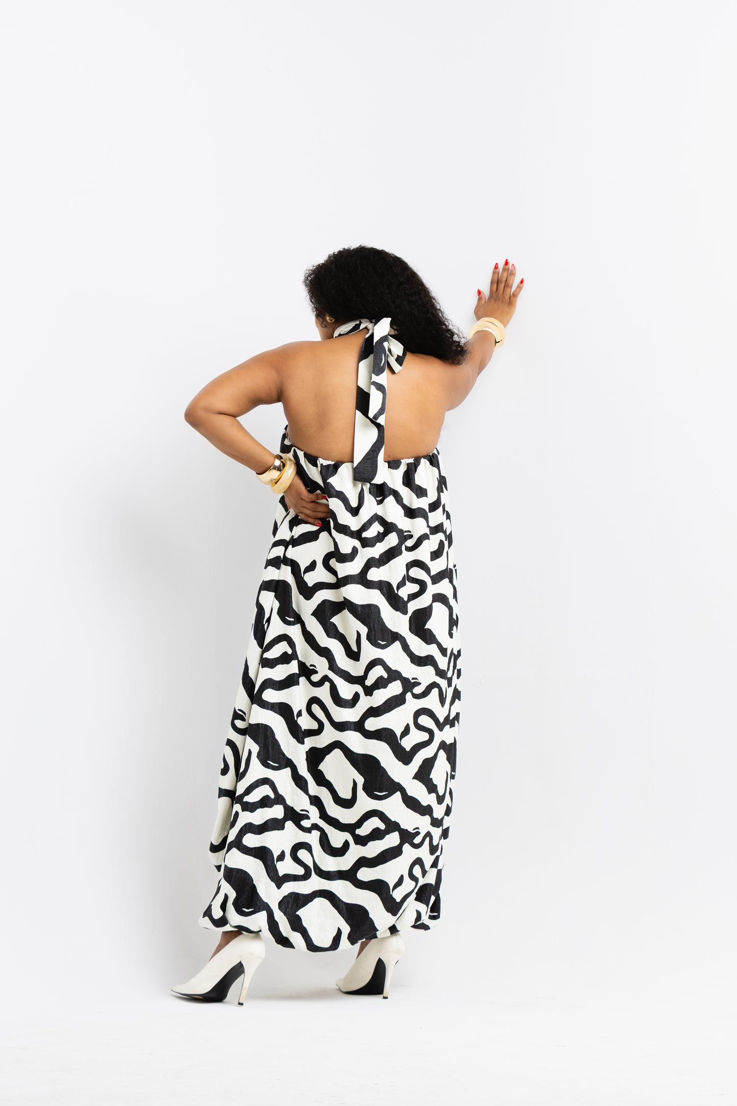 ABSTRACT HALTER DRESS