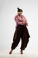 Satin Drape Pants-Brown