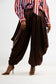 Satin Drape Pants-Brown