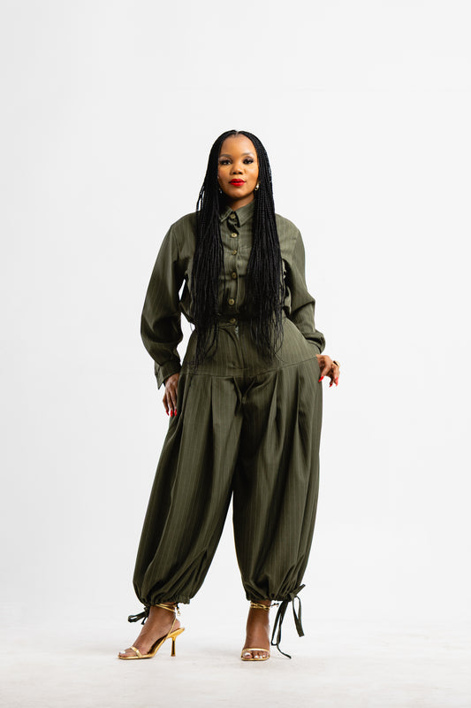 OLIVE HOUR PINSTRIPE SET