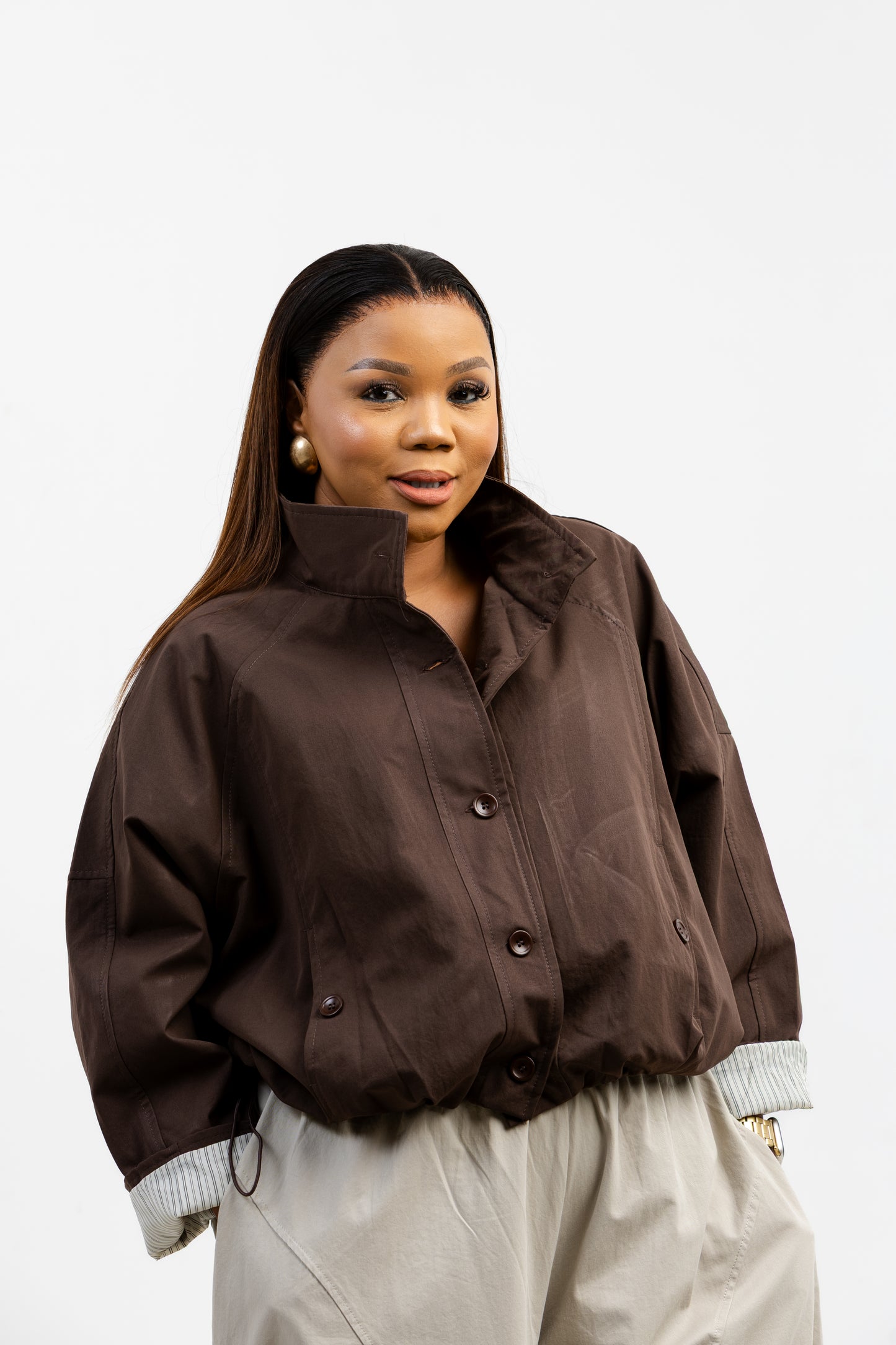 BROWN STUDIO TURN UP JACKET