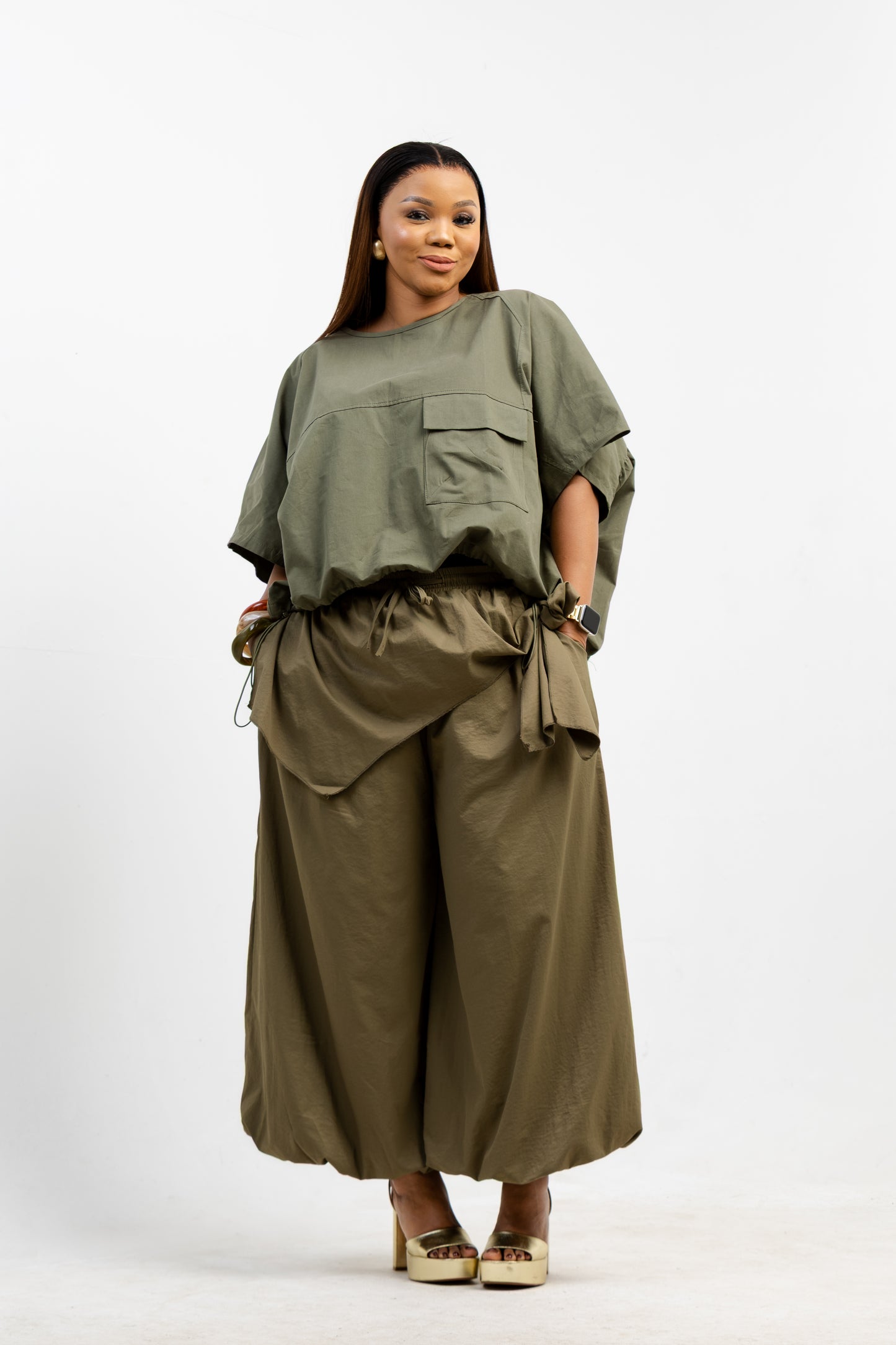 DRAW STRING JACKET ARMY GREEN