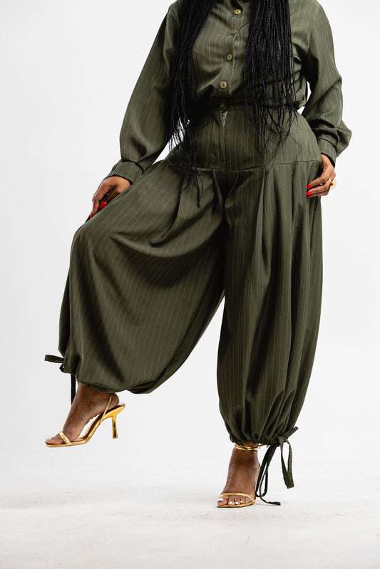 OLIVE HOUR PINSTRIPE SET