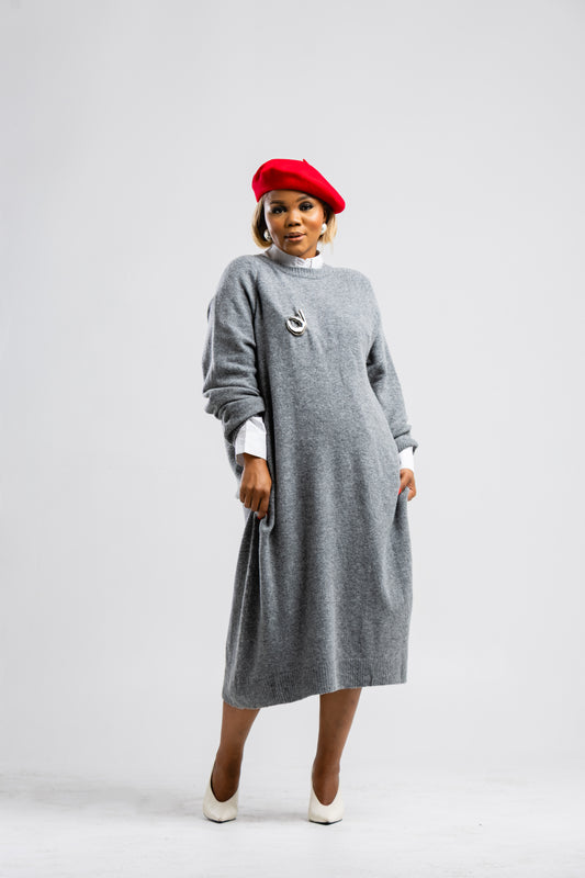 Grey knit dress