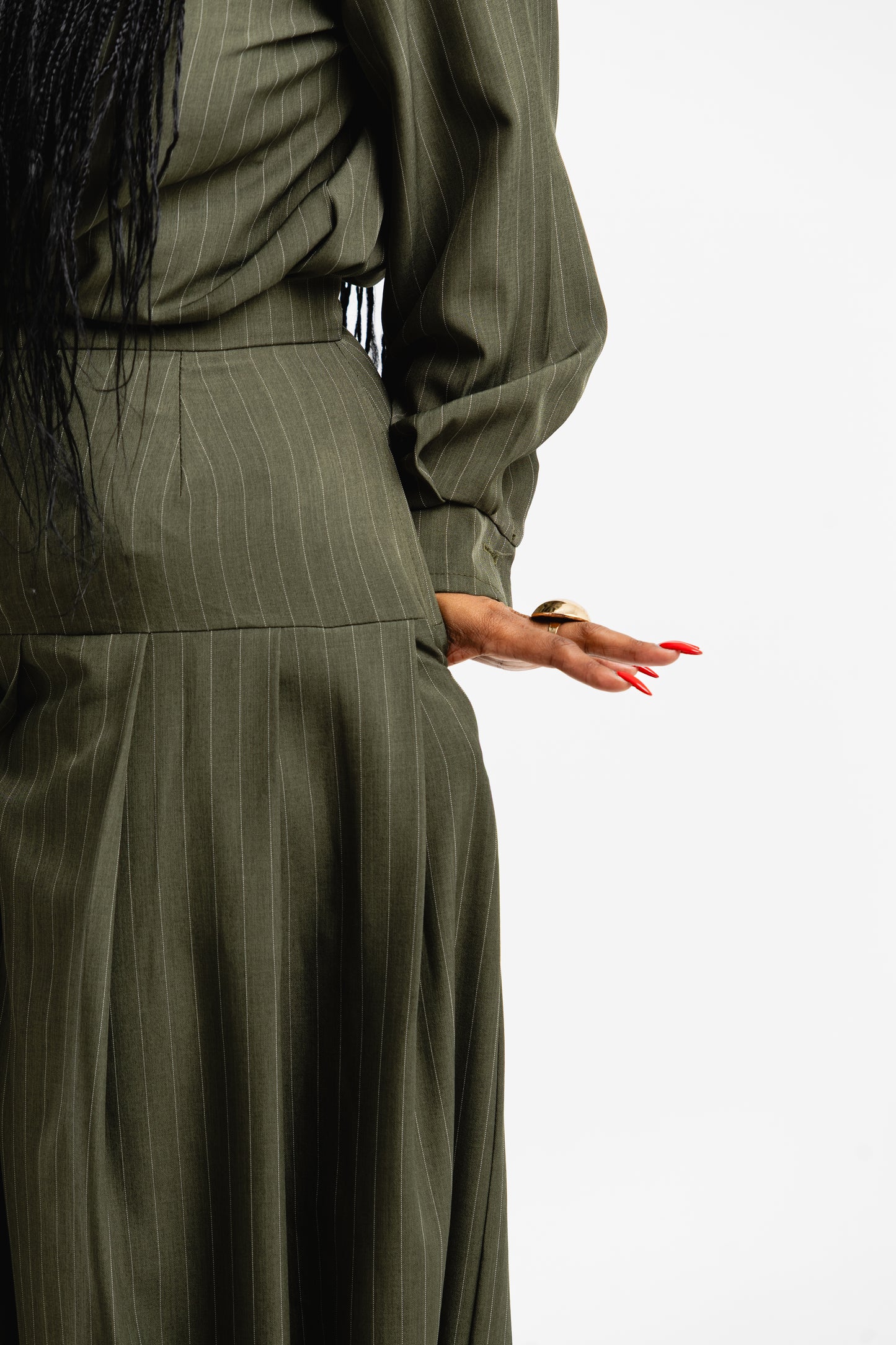 OLIVE HOUR PINSTRIPE SET