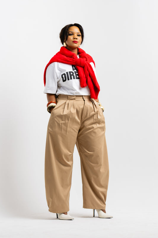 Camel barrel pants