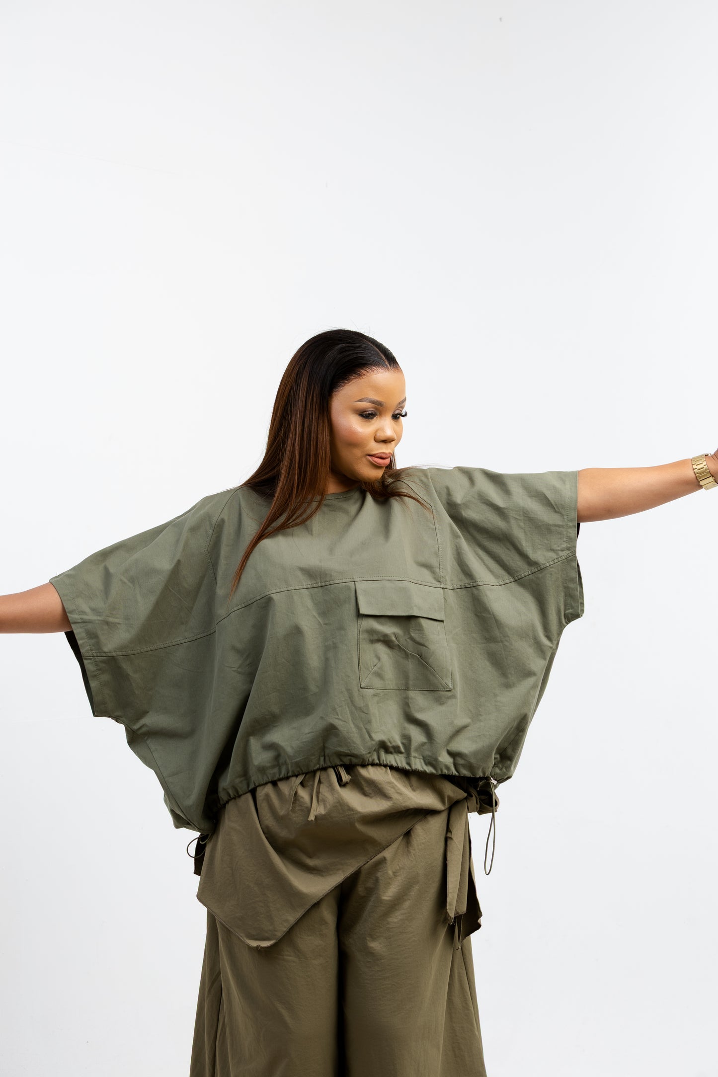 DRAW STRING JACKET ARMY GREEN