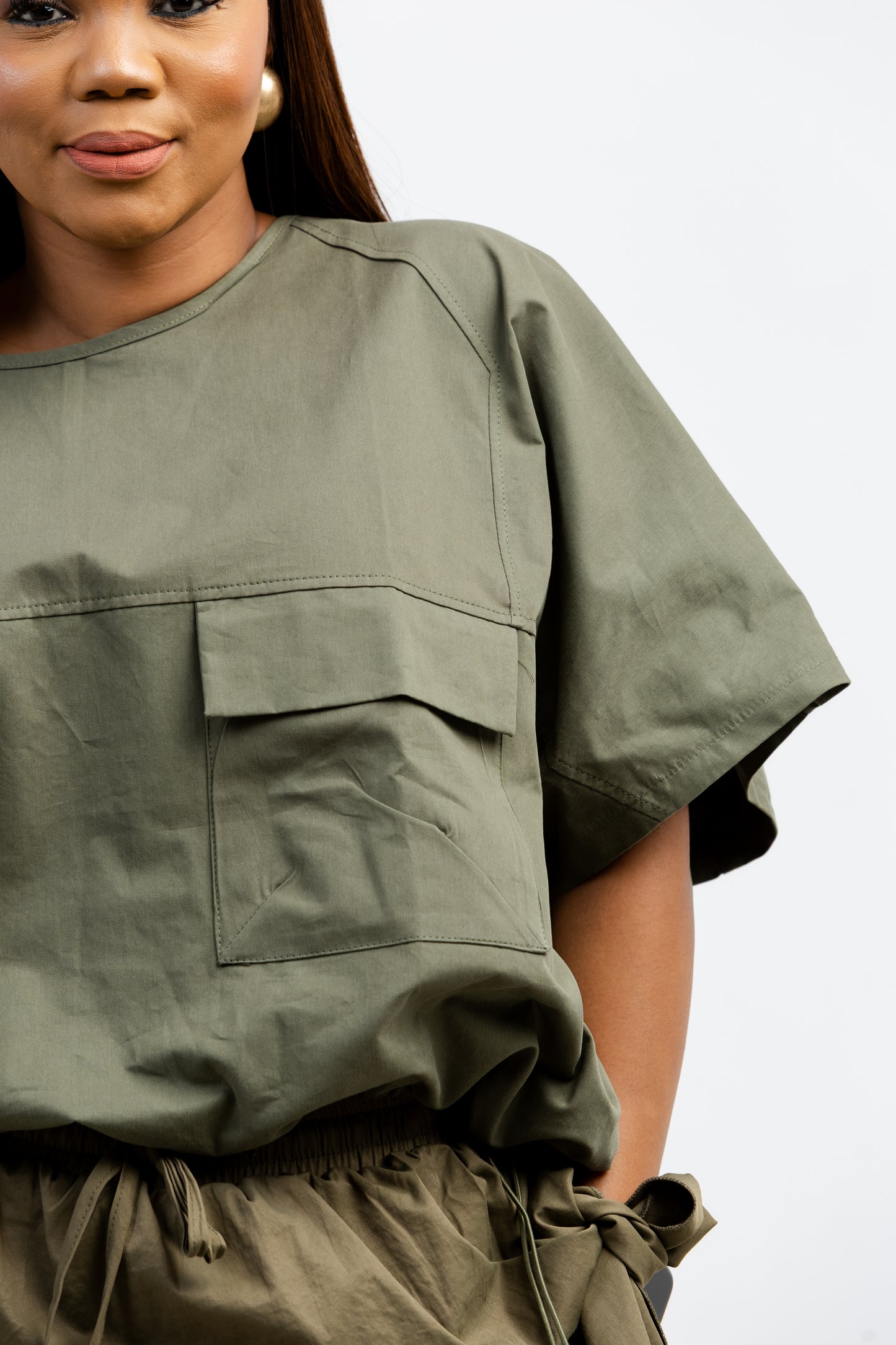DRAW STRING JACKET ARMY GREEN