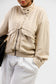 Beige tweed bomber