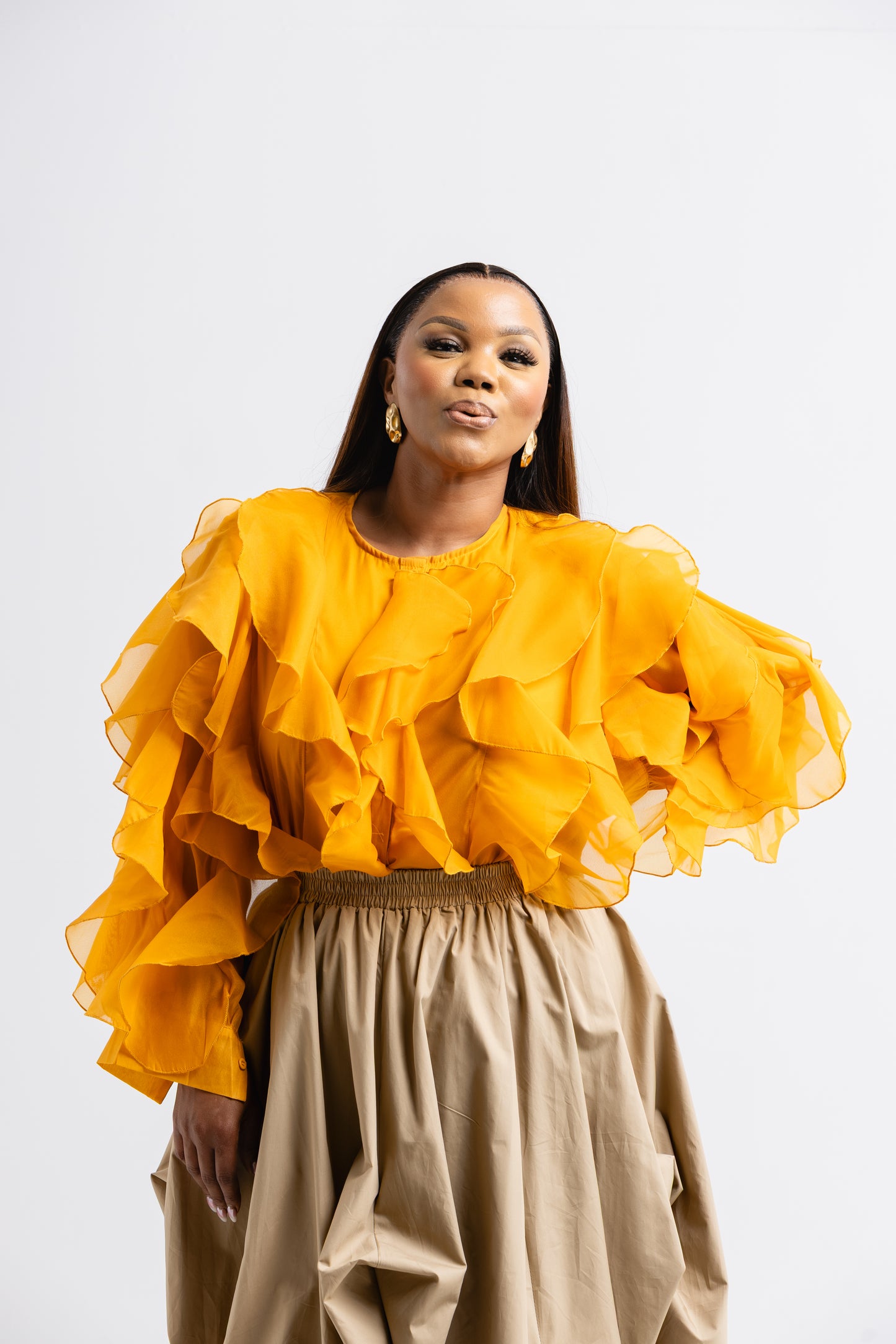 MUSTARD FRILL TOP
