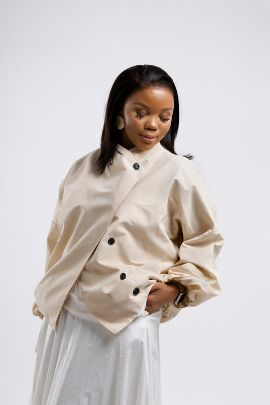 Ivory Cross Button Jacket