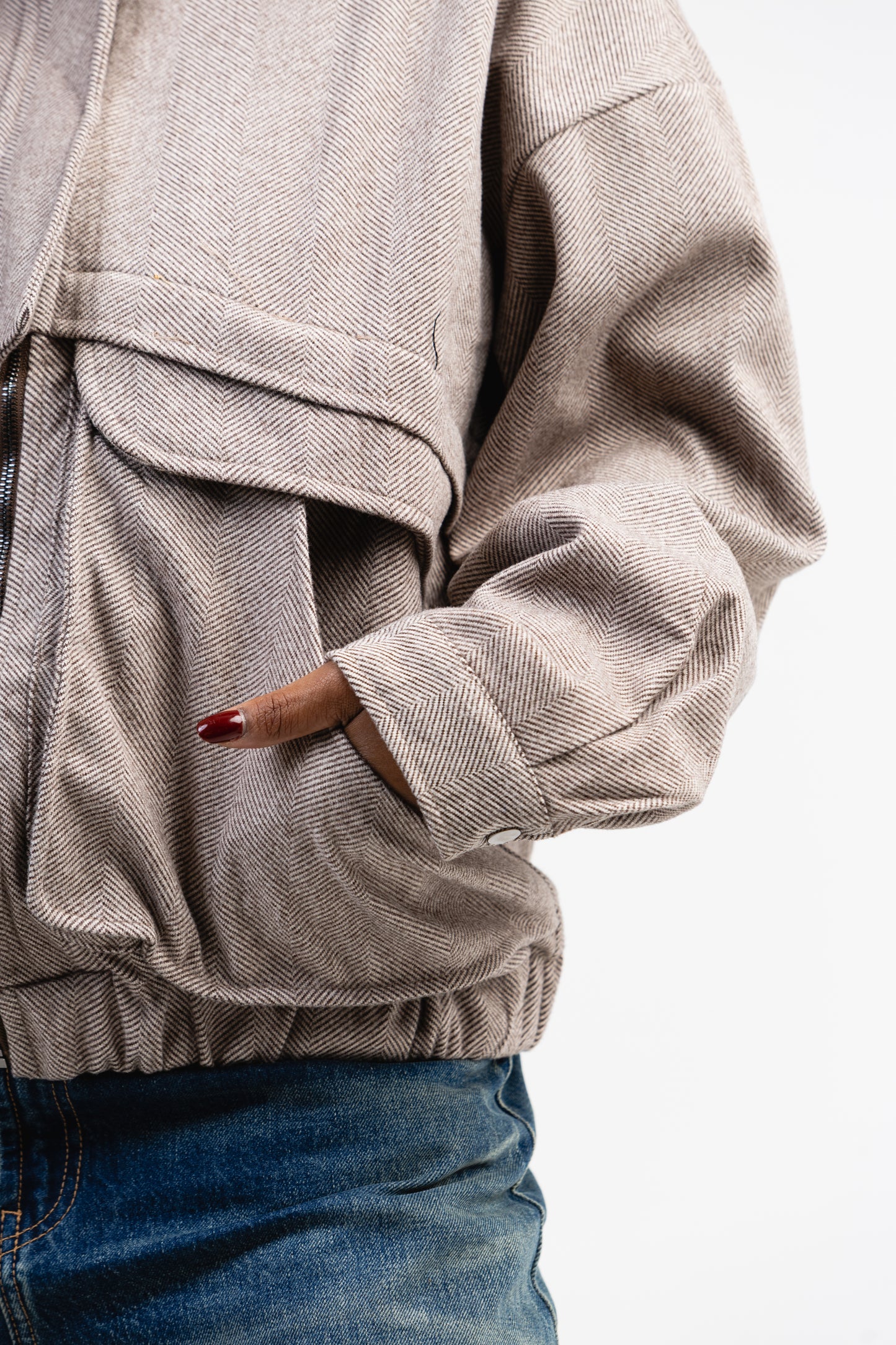 Taupe Tweed Bomber