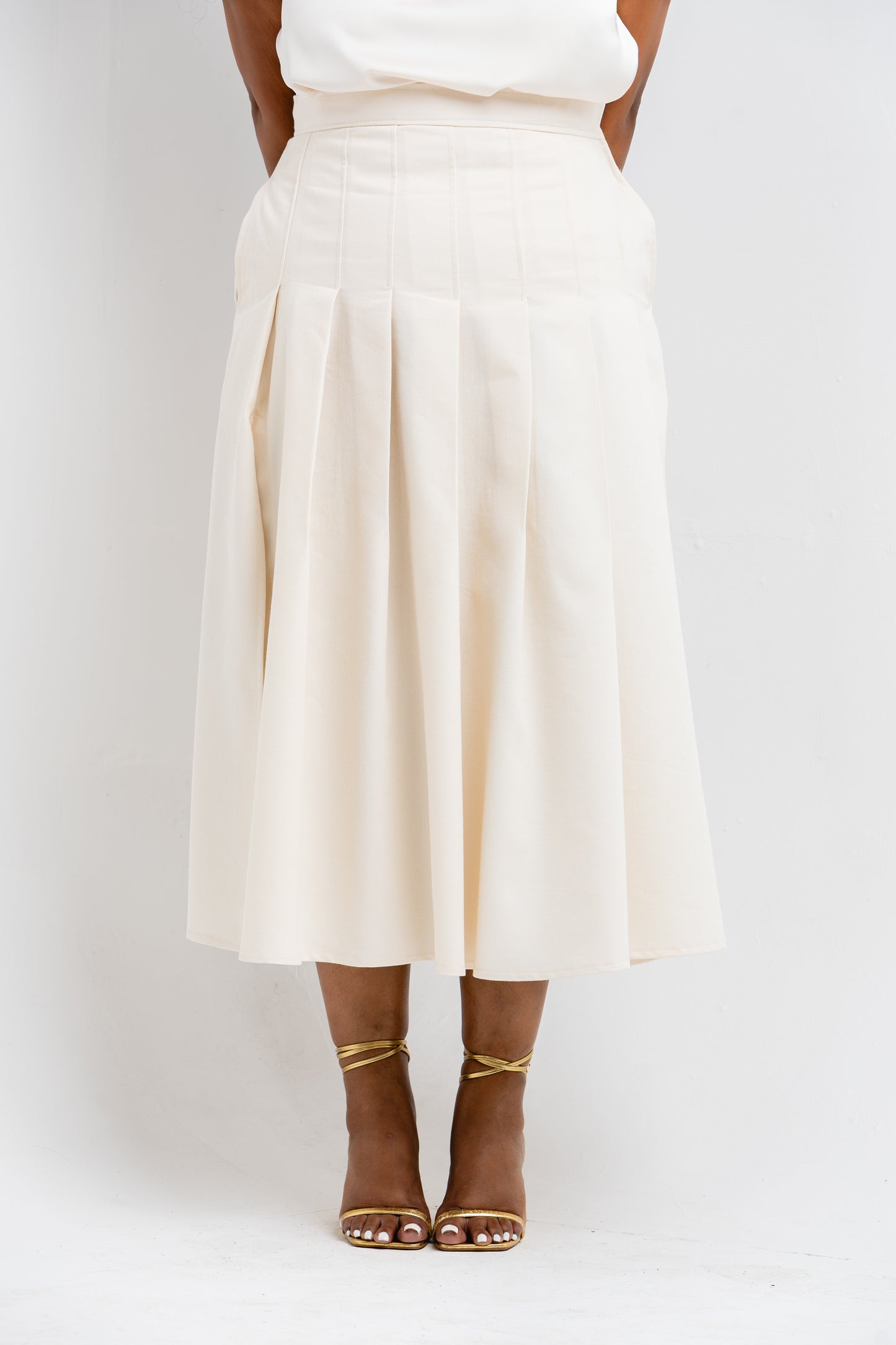 GRACE PLEATED MIDI SKIRT