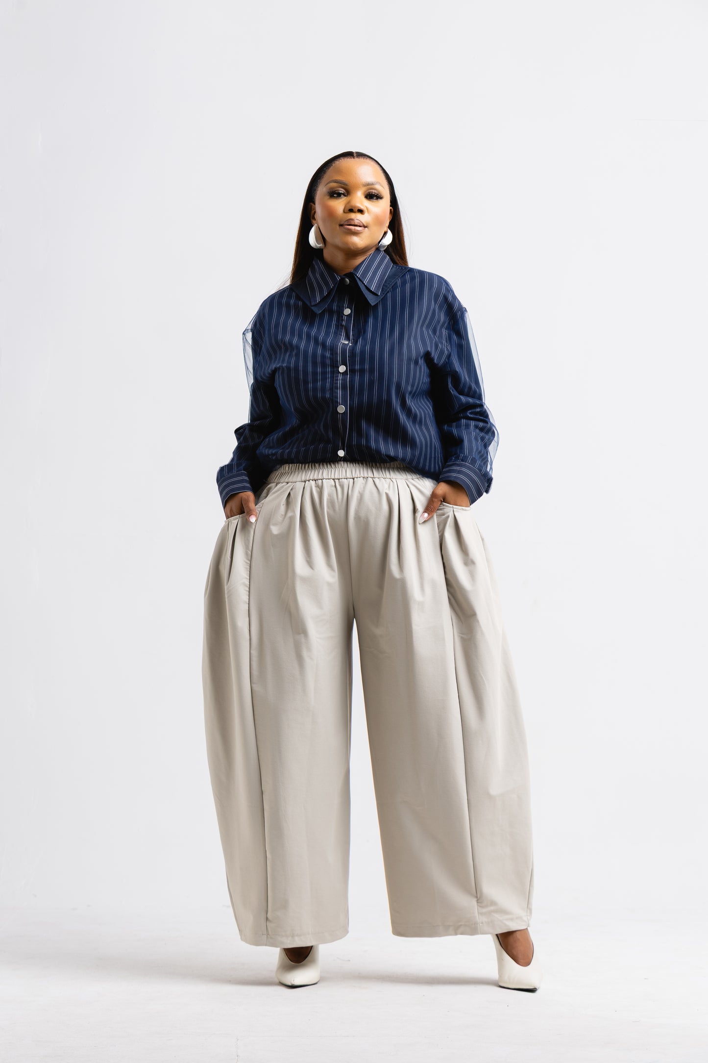 IVORY BARREL PANTS