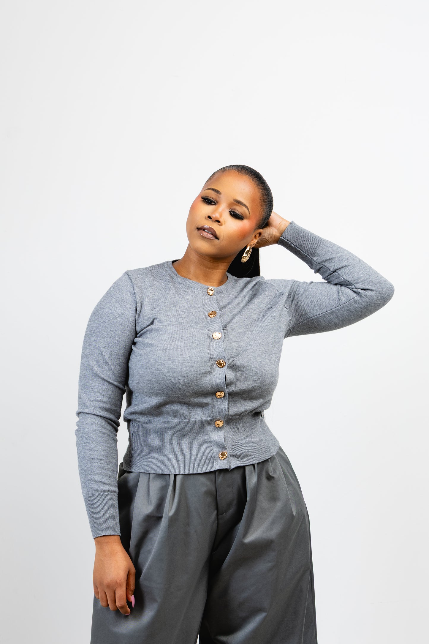 Grey Buttoned Cardigan