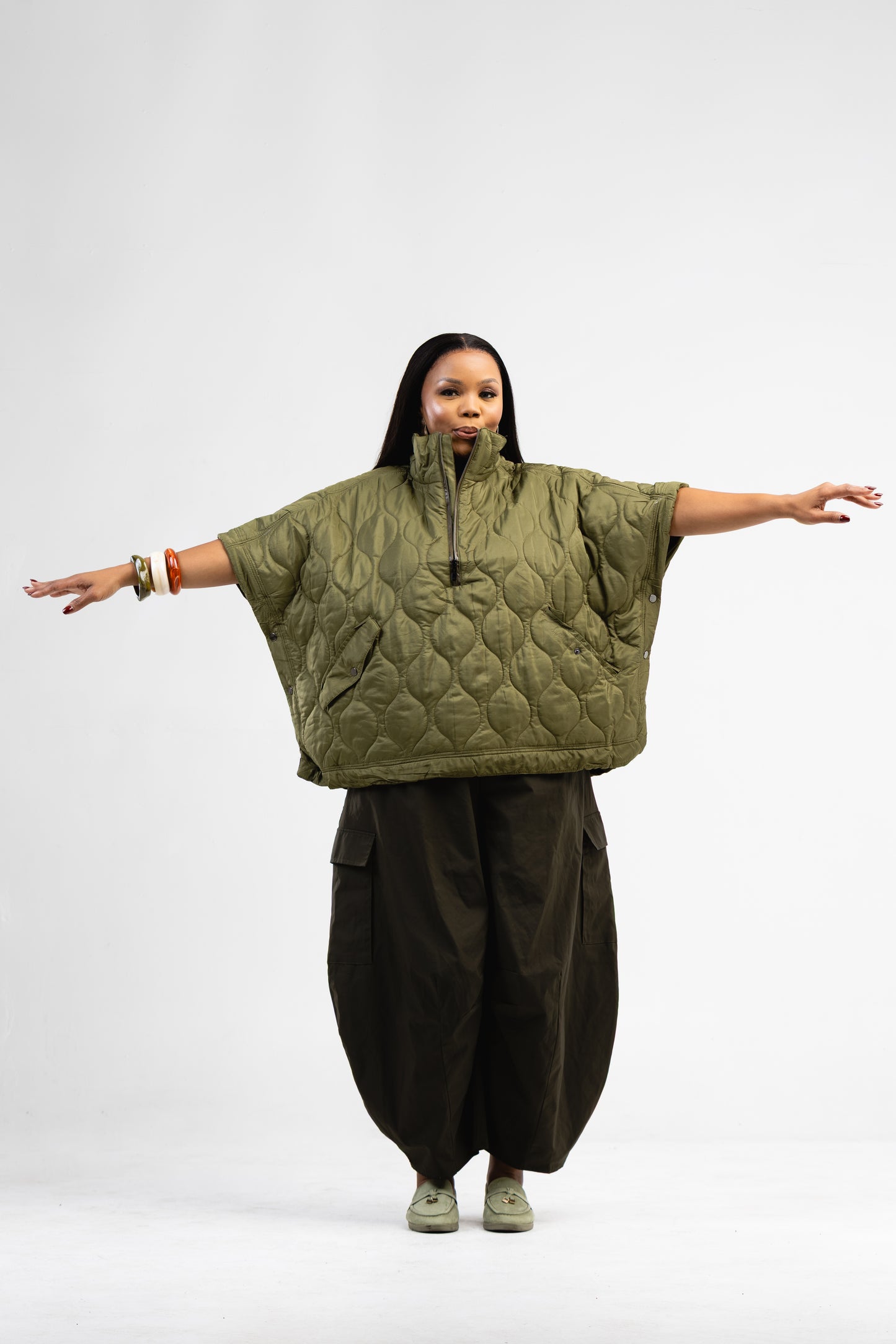 Olive Quilted Pullover