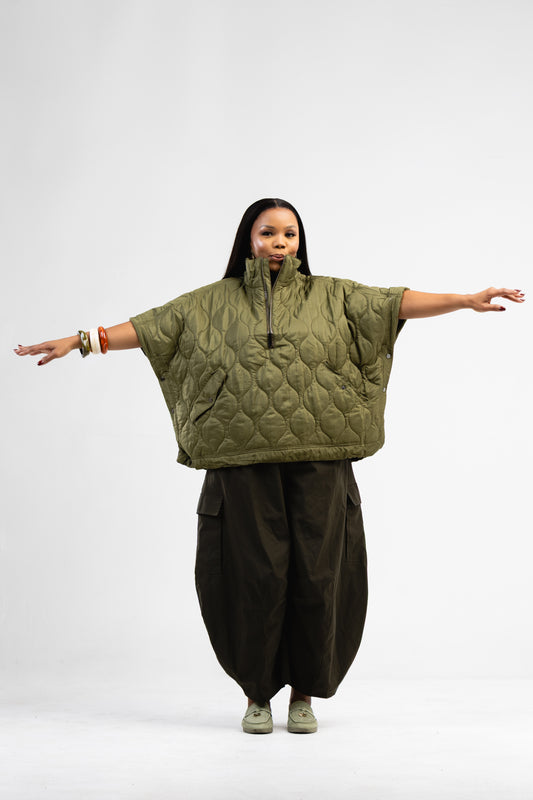 Olive Quilted Pullover