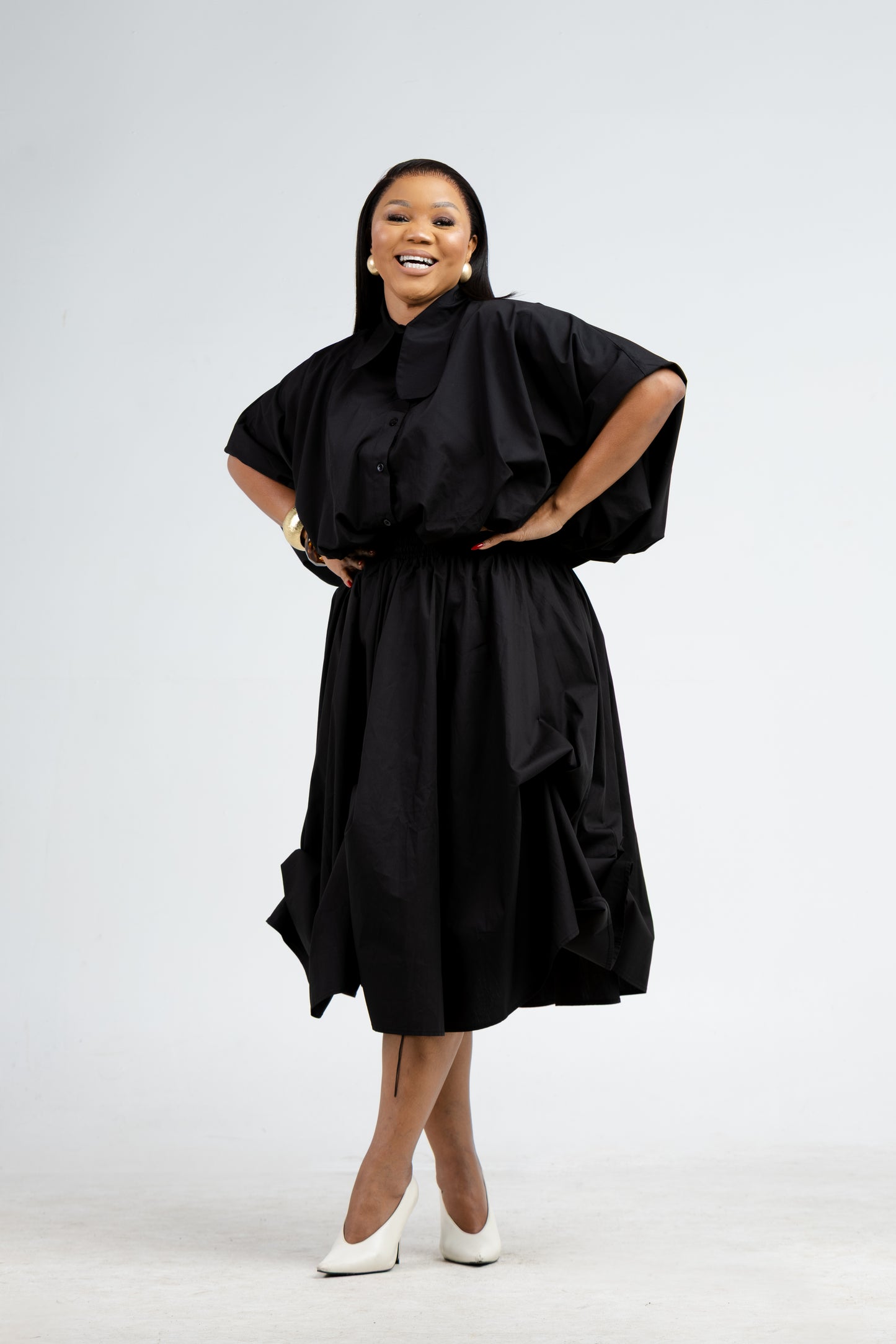 Black Puff Hem Skirt