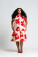Red Print Drop-waist Dress