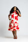 Red Print Drop-waist Dress