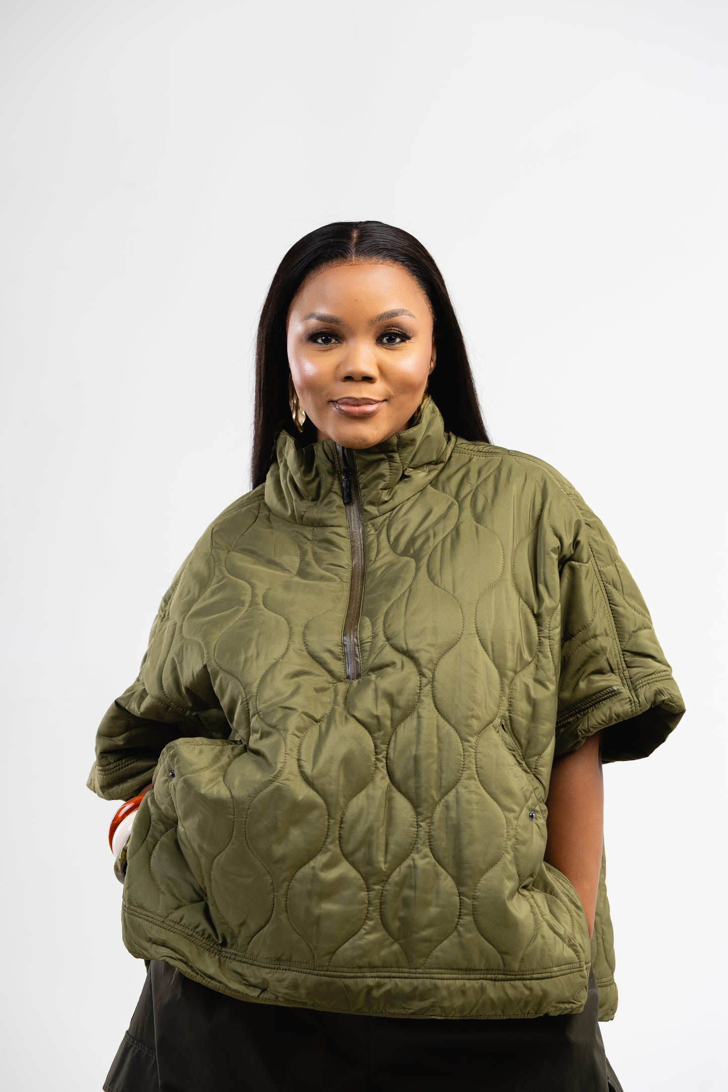 Olive Quilted Pullover