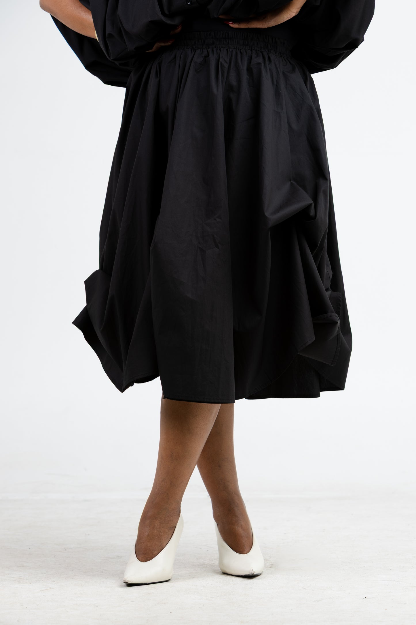 Black Puff Hem Skirt