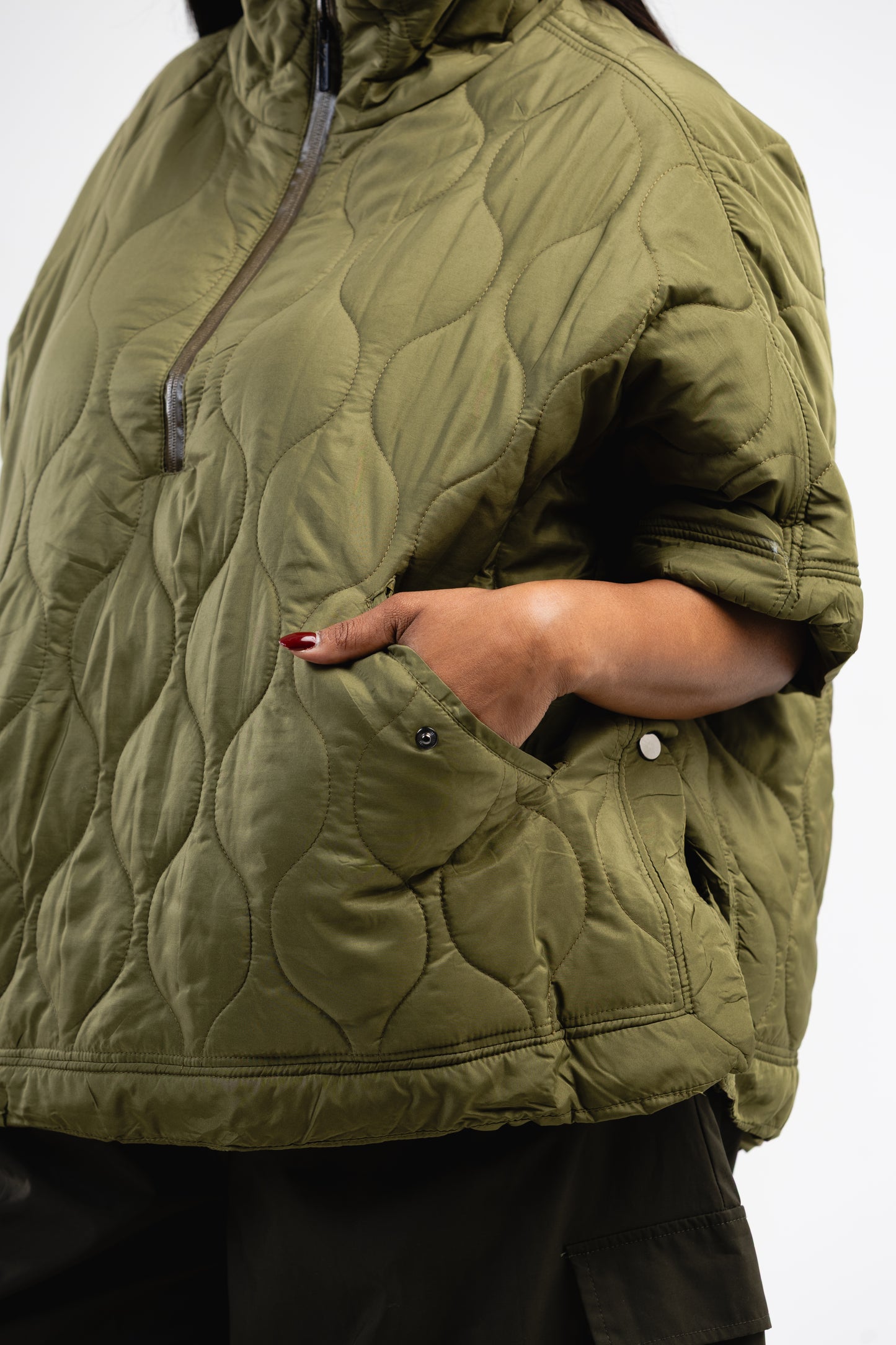 Olive Quilted Pullover