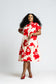 Red Print Drop-waist Dress