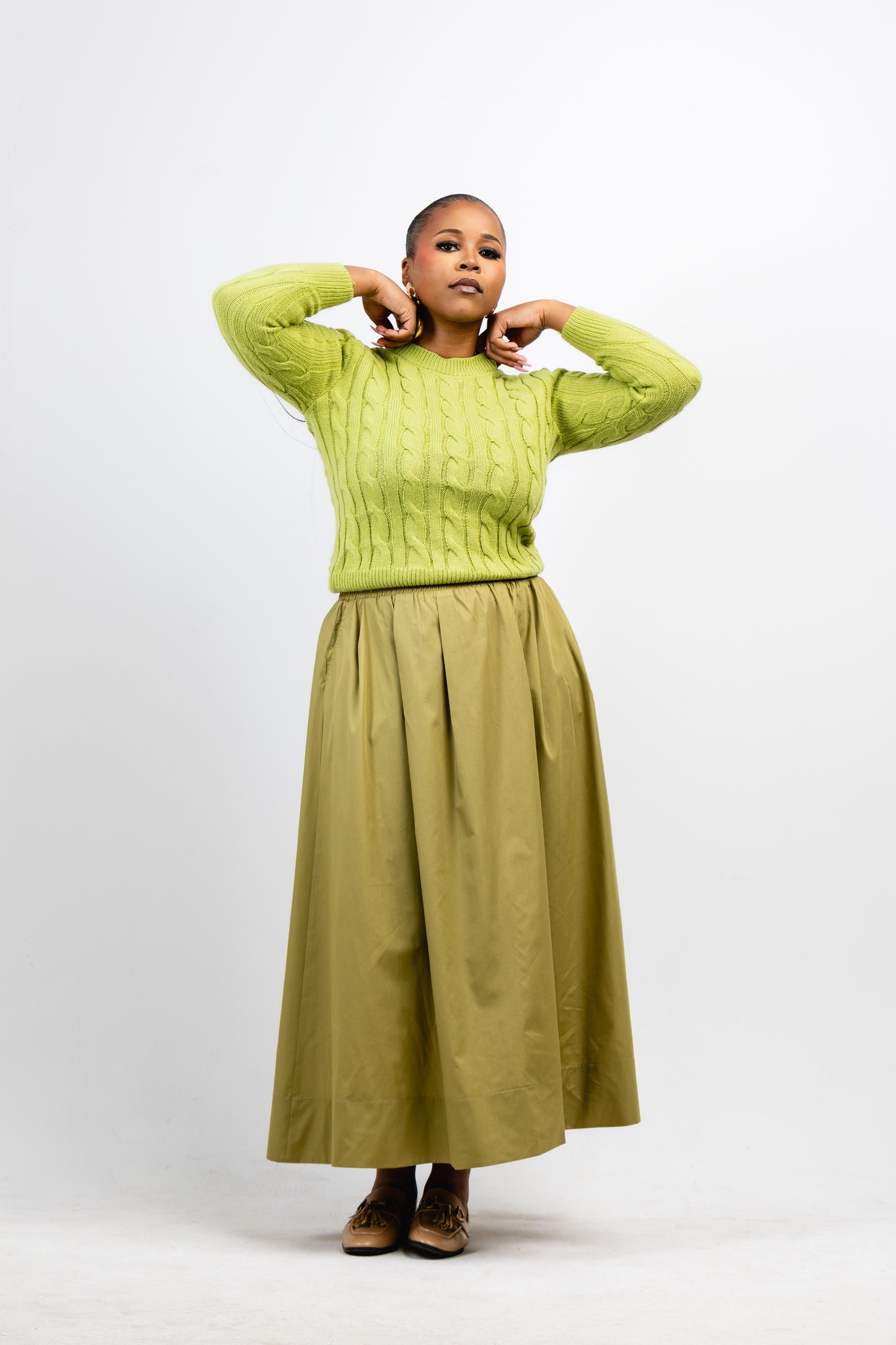 Green Cable Knit