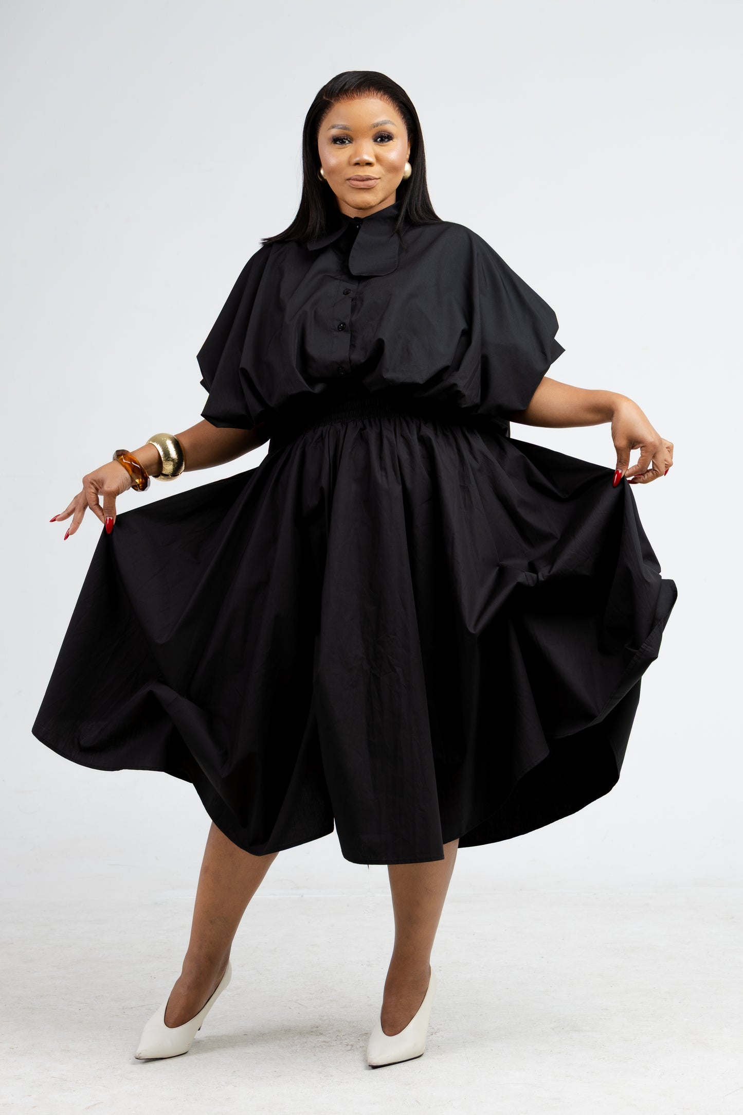Black Puff Hem Skirt