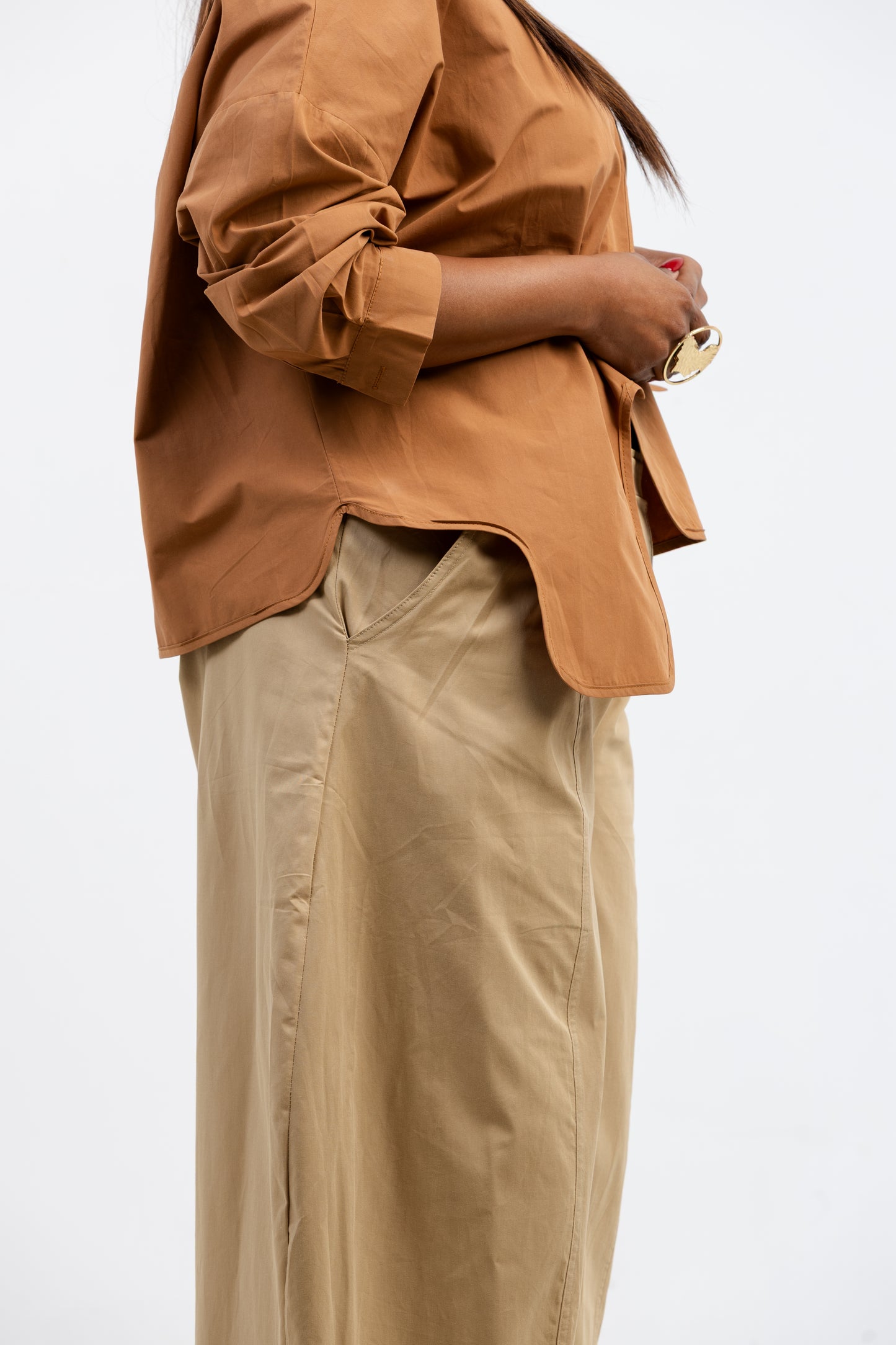 BEIGE BARREL PANT