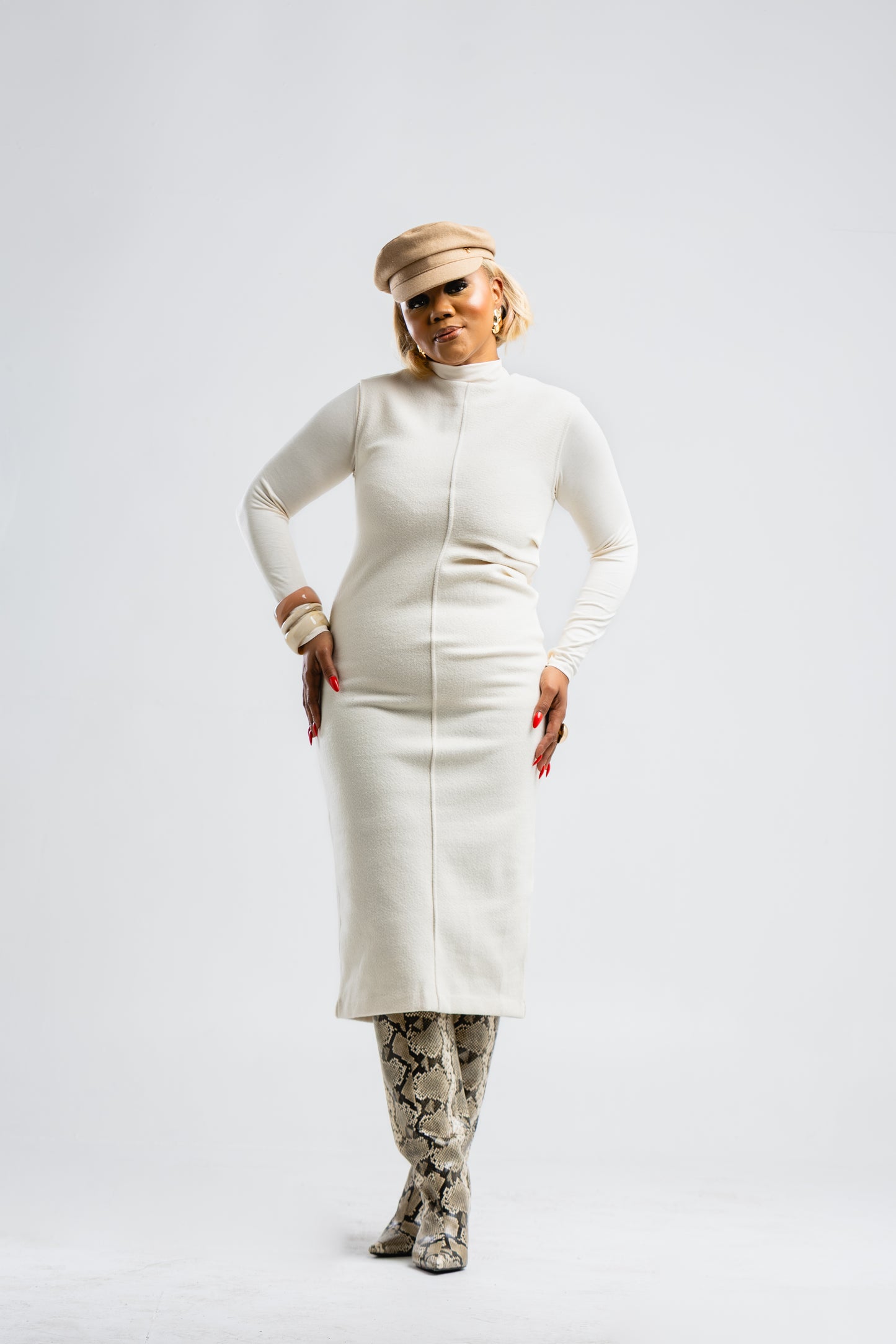 Cream wool dress