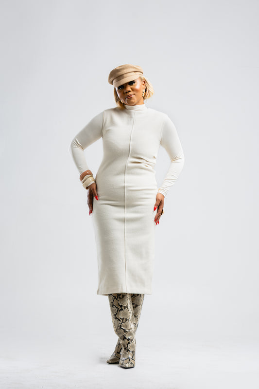 Cream wool dress