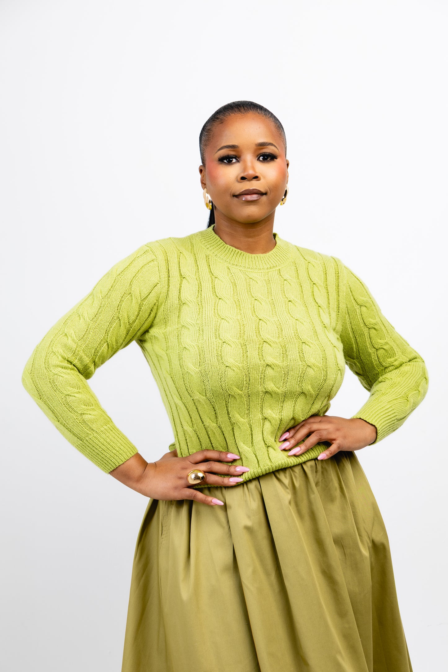 Green Cable Knit