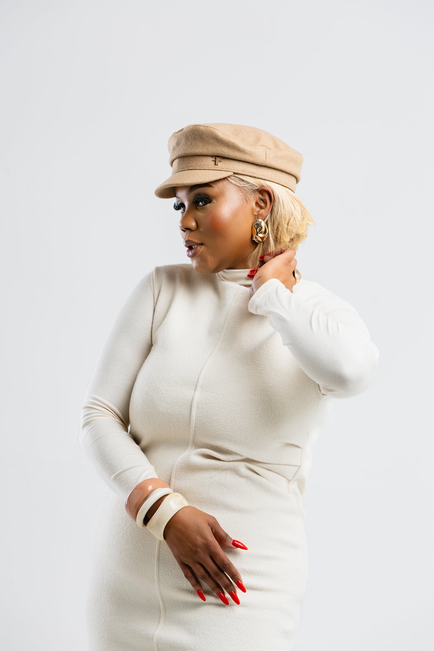 Cream wool dress