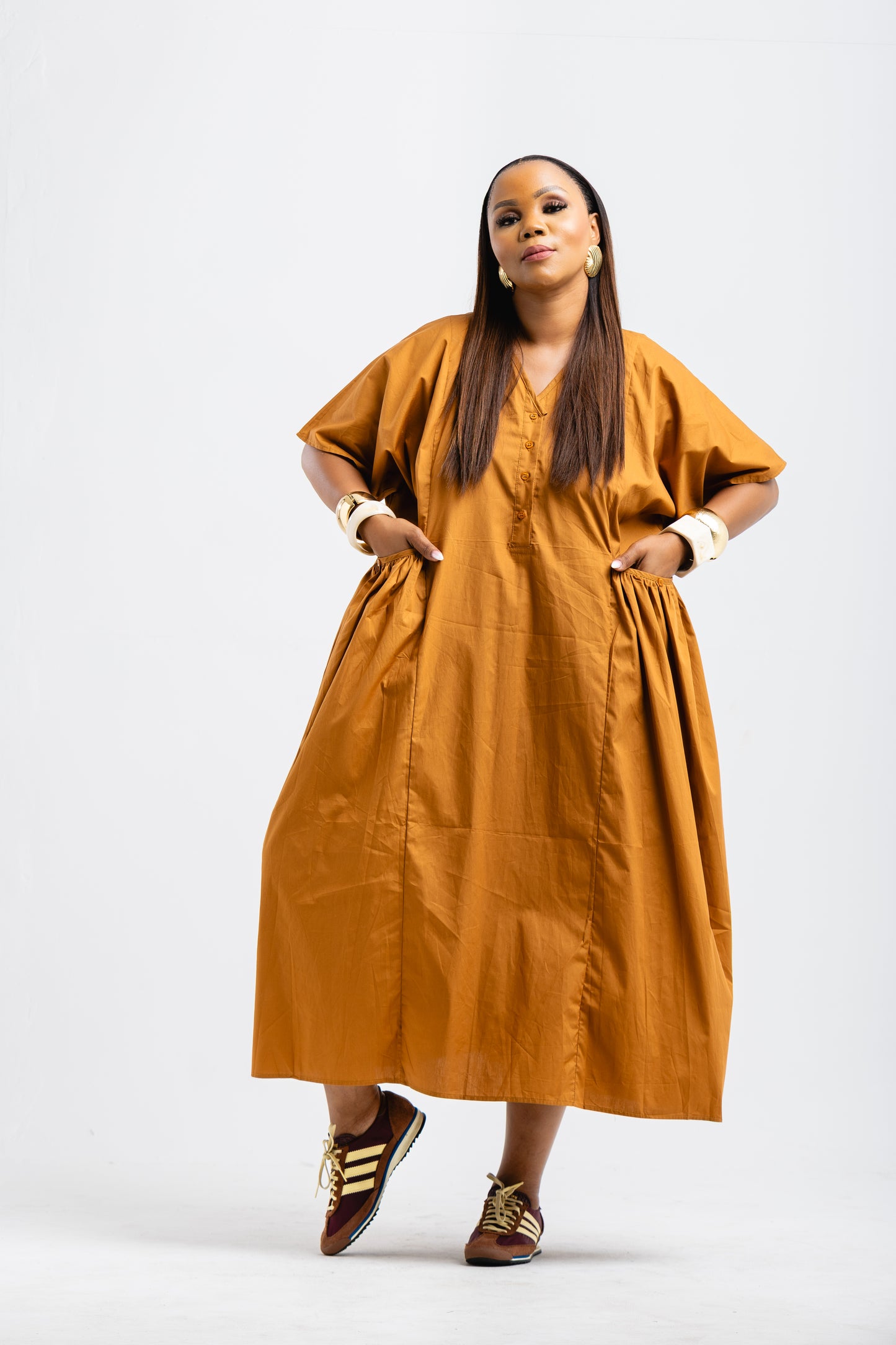 Brown shirt dress