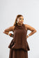 Brown balloon skirt set