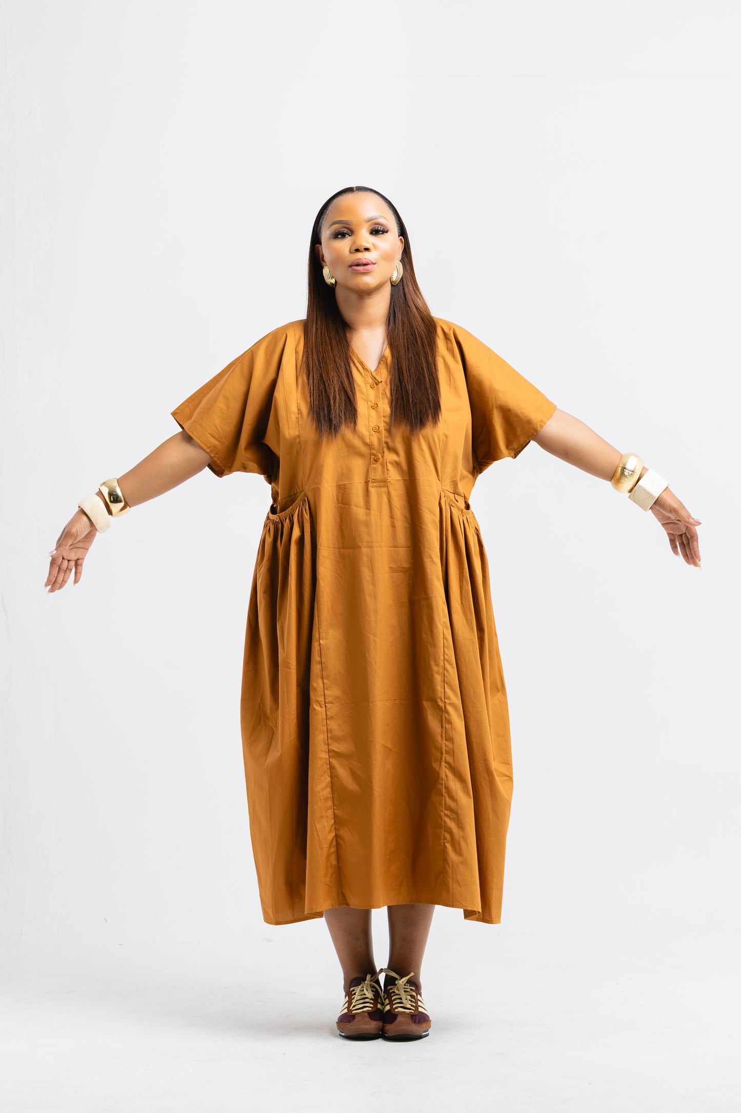 Brown shirt dress